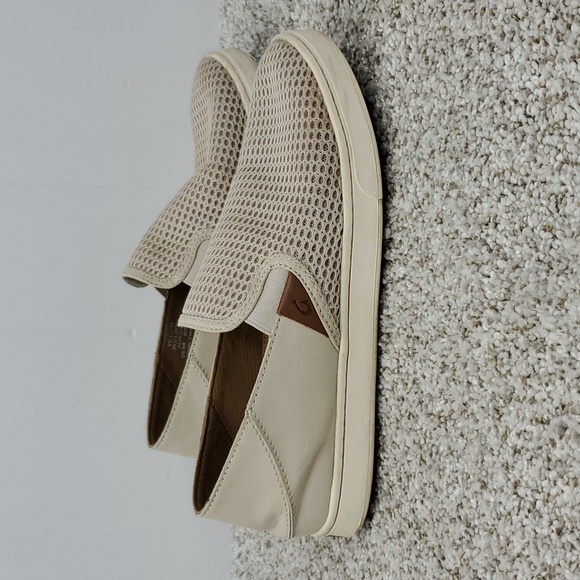 OluKai Shoes - Olukai Pehuea Loafers Mesh Textile Upper Beige Slip On Casual Stretch Womens 8